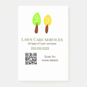 Post-it® Services de soins de pelouse ajoutez nom q r code