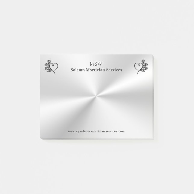 Post-it® Services funéraires morticiens, Coeur et Rose (Devant)