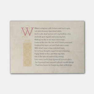 Post-it® Shakespeare Sonnet 29 (XXIX) sur parchemin