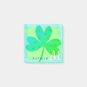 Post-it® Shamrock Aquarelle vert Turquoise Monogramme 3x3