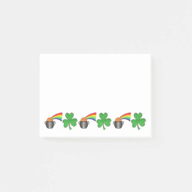 Post-it® Shamrock Rainbow Pot of Gold St. Patrick's Day (Devant)