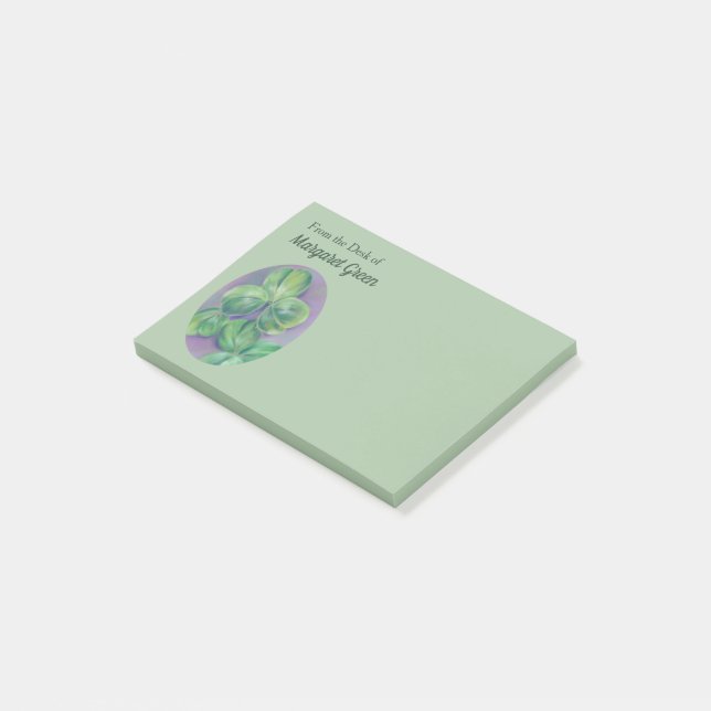 Post-it® Shamrocks de Clover vert sur Purple Pastel Art (Incliné)