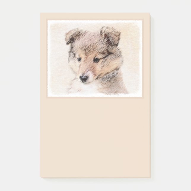 Post-it® Shetland Sheepdog Puppy Peinture Chien original ar (Devant)
