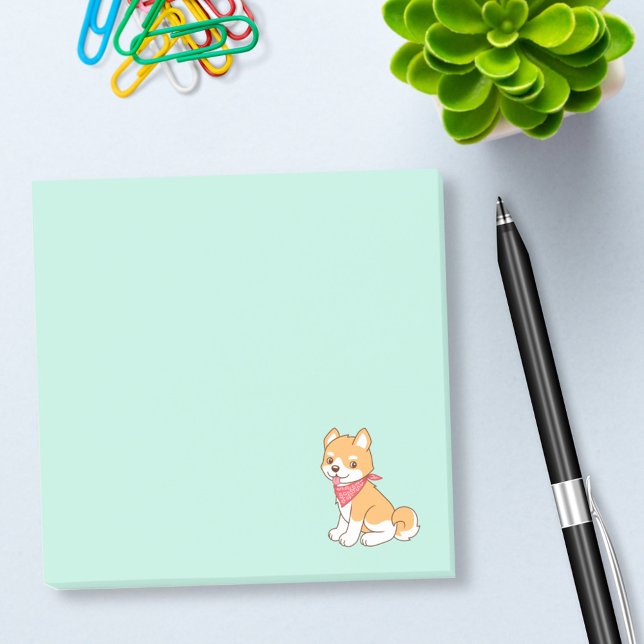 Post-it® Shiba Inu, chien coquelet mignon, en vert (Créateur téléchargé)