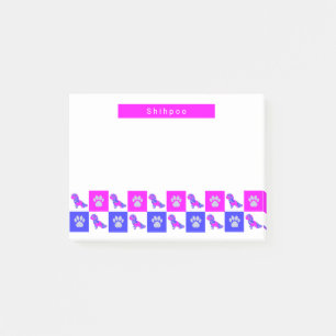 Post-it® Shihpod Silhouette Chien & Paw Hot Pink & Blue
