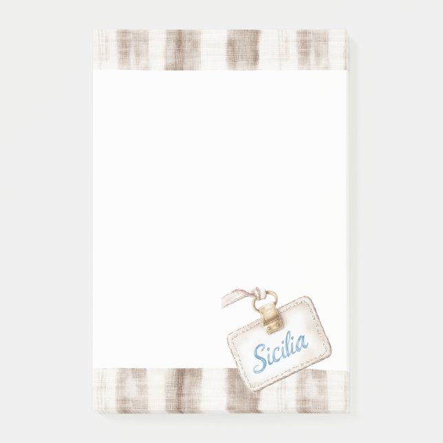 Post-it® Sicile Crème Brun Rustique Rayures (Devant)