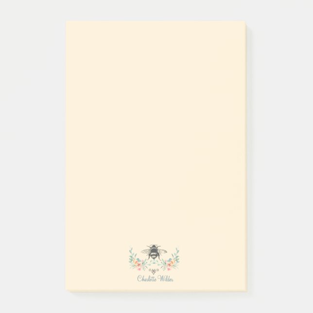 Post-it® Signature de script Personnalisé Bee Floral (Devant)