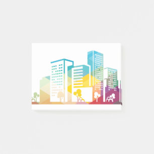 Post-it® silhouette cityscape bâtiment icône couleur ville