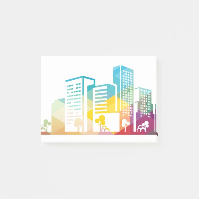 Post-it® silhouette cityscape bâtiment icône couleur ville (Devant)