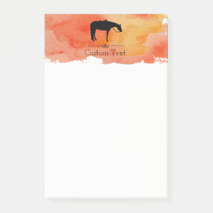 Post-it® Silhouette de Black Western Horse sur aquarelle