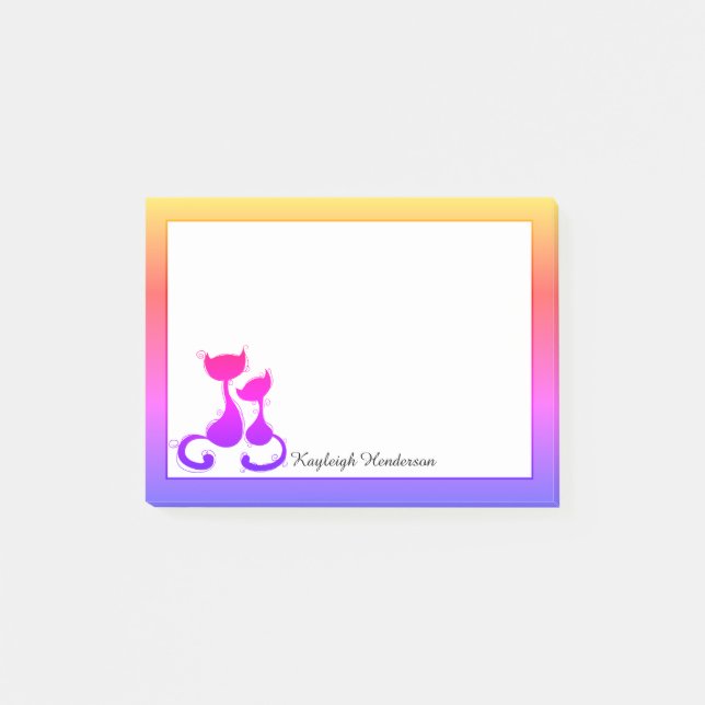 Post-it® Silhouette de chats d'arc-en-ciel personnalisée (Devant)
