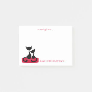 Post-it® Silhouette de chats noirs sur le monogramme rouge