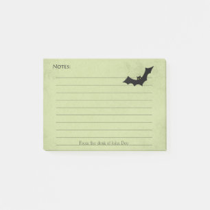Post-it® Silhouette de chauve-souris d'Halloween sur vert -