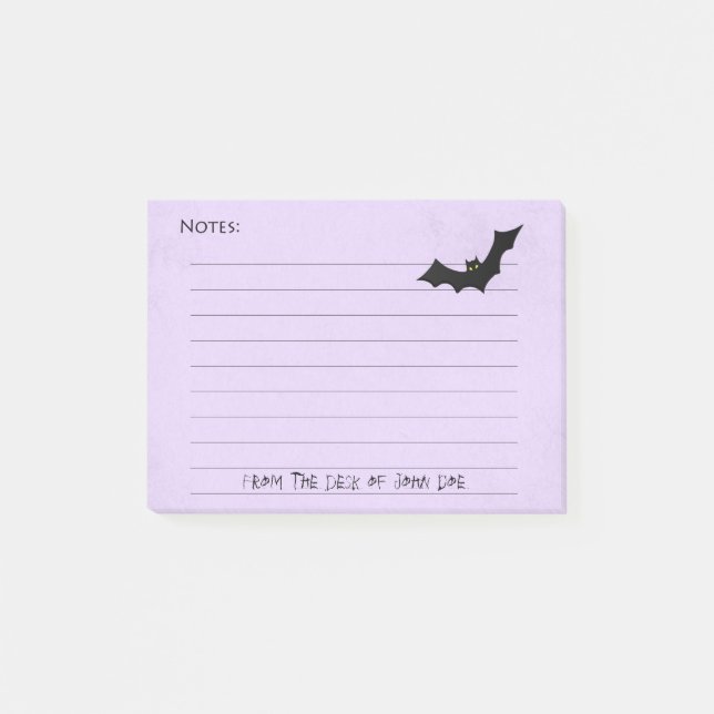 Post-it® Silhouette de chauve-souris d'Halloween sur violet (Devant)