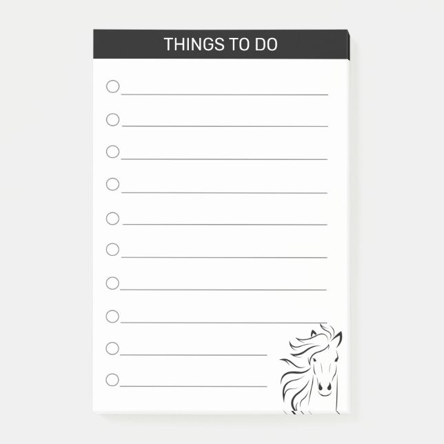 Post-it® Silhouette de cheval artistique moderne en noir &  (Devant)