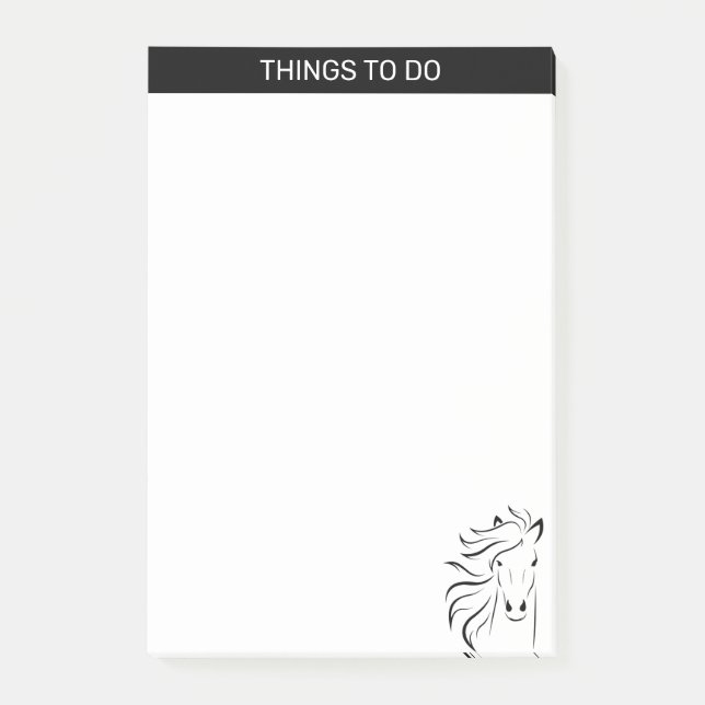 Post-it® Silhouette de cheval artistique moderne en noir et (Devant)