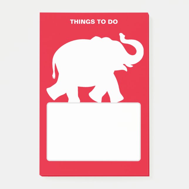 Post-it® Silhouette d'éléphant blanc sur des choses à faire (Devant)