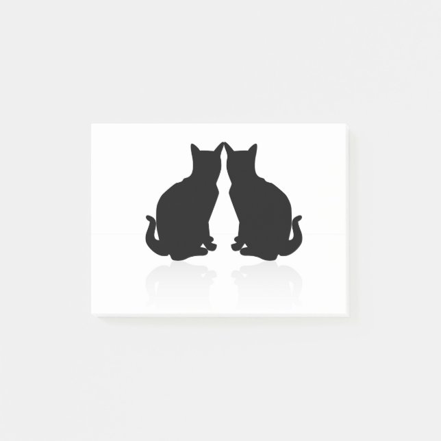 Post-it® silhouette noire 2 chats (Devant)