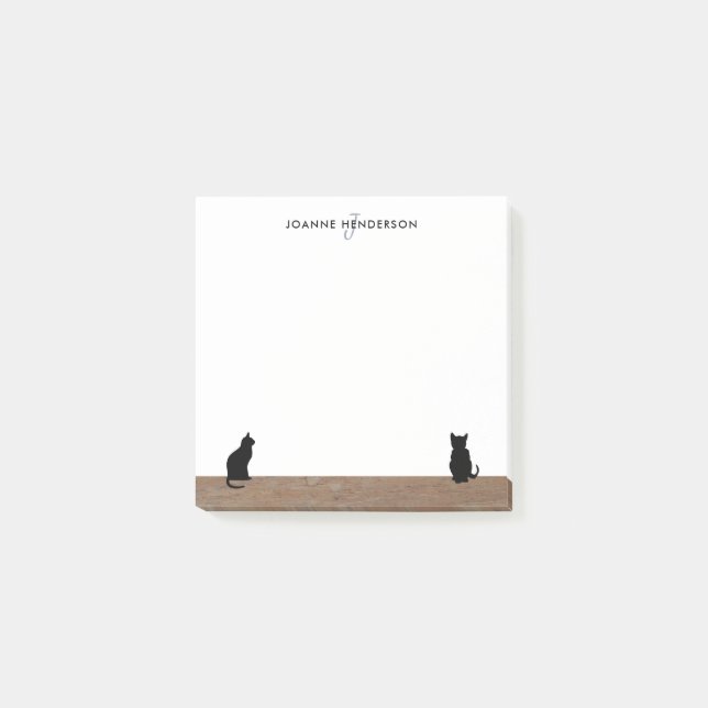 Post-it® Silhouettes de chats noirs modernes Nom monographi (Devant)