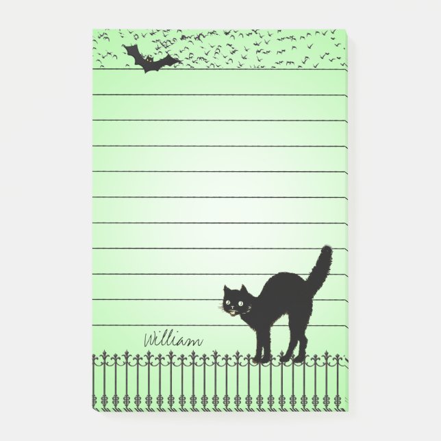 Post-it® Silhouettes de vacances Halloween Chat noir Vert B (Devant)