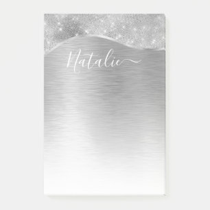 Post-it® Silver Glitter Glam Bling Personalized