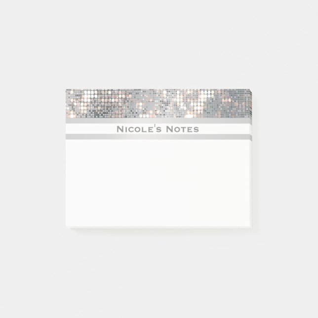 Post-it® Silver Sequins Sparkle Glam tendance personnalisée (Devant)