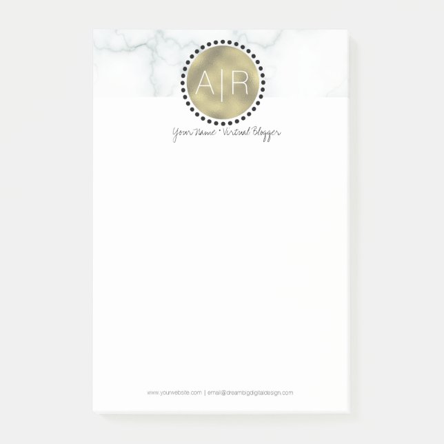 Post-it® Simili Marbre Moderne Monogramme Feuille (Devant)
