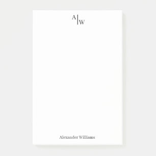 Post-it® Simple 2 Monogrammes Initial Professionnel Noir