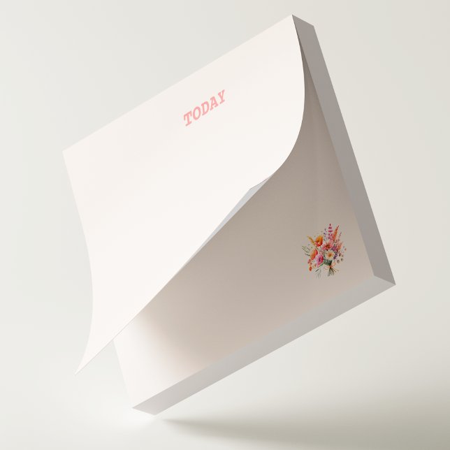 Post-it® Simple Bouquet de Fleurs à l'aquarelle Rose Pâle P (Pretty wildflowers customizable text Post It notes feature orange and pink details. )