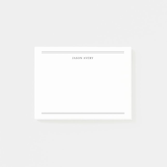 Post-it® Simple Classique Blanc Noir Doubles Lignes (Devant)