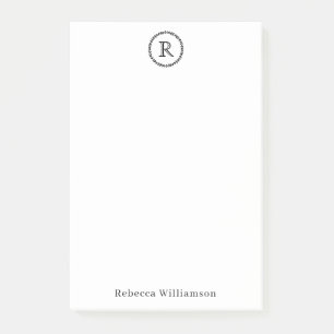 Post-it® Simple Classique Moderne Rustique Wreath Monogramm