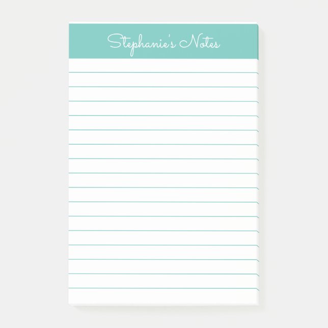 Post-it® Simple Elegant Aqua Linked Personnalisé (Devant)