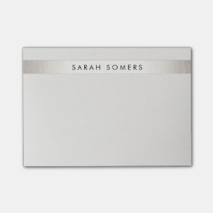 Post-it® Simple Elegant Silver Stripe Nom personnalisé
