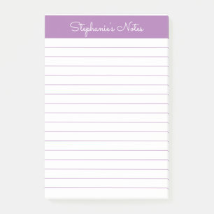 Post-it® Simple élégante Lavande Chic Liné Personnalisé