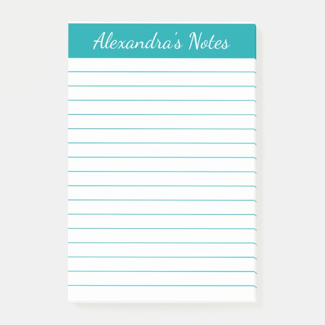Post-it® Simple élégante Turquoise Linked Personnalisé (Devant)