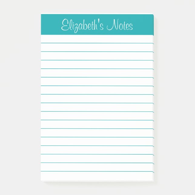 Post-it® Simple élégante Turquoise Linked Personnalisé (Devant)