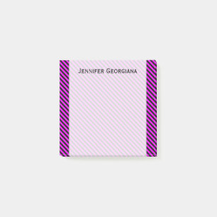 Post-it® Simple Fuchsia & Black Stripes Motif + Name Note