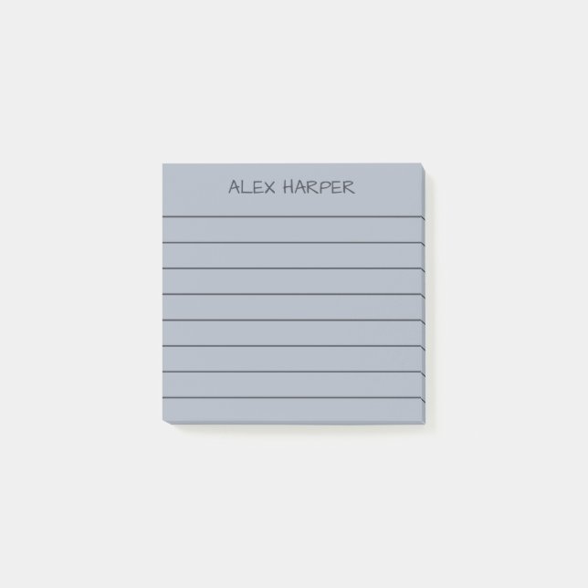 Post-it® Simple gris acier et charbon Ajouter un nom ligné (Devant)