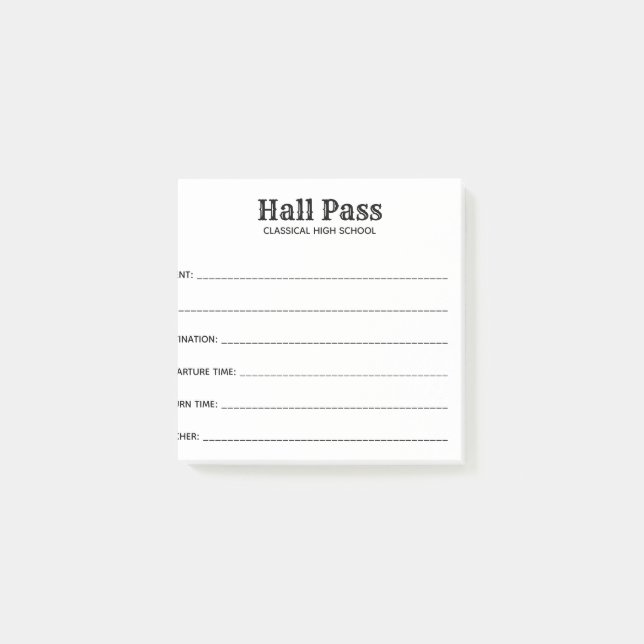 Post-it® Simple Hall Pass (Devant)