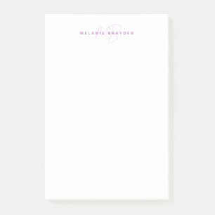 Post-it® Simple Lavande Minimaliste Deux Nom Monogramme