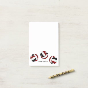 Post-it® simple marron noir volleyballs w nom de l'entraîne