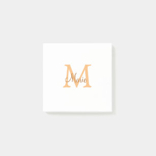 Post-it® simple minimal ajouter nom monogramme orange marro