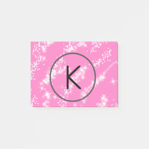 Post-it® simple minimal monogramme blanc paillettes rose ea