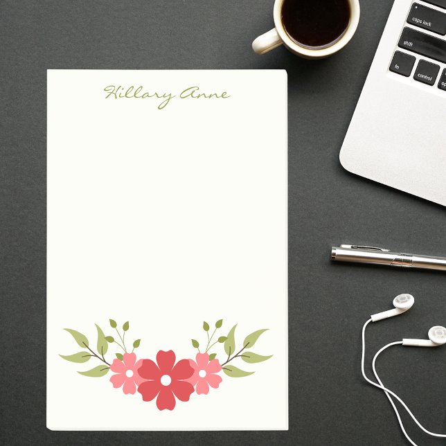 Post-it® Simple Minimal Rouge & Rose Floral Élégant Classiq (Créateur téléchargé)