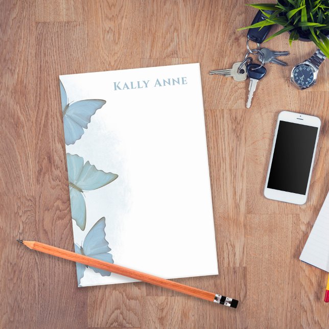 Post-it® Simple Minimaliste Moderne Nature Bleu Papillons (Créateur téléchargé)