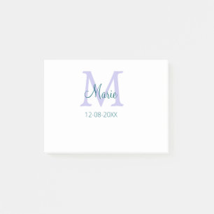 Post-it® simple minimum ajouter nom monogramme violet vert 