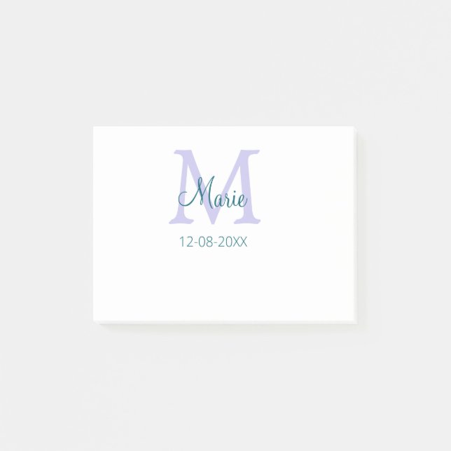 Post-it® simple minimum ajouter nom monogramme violet vert  (Devant)