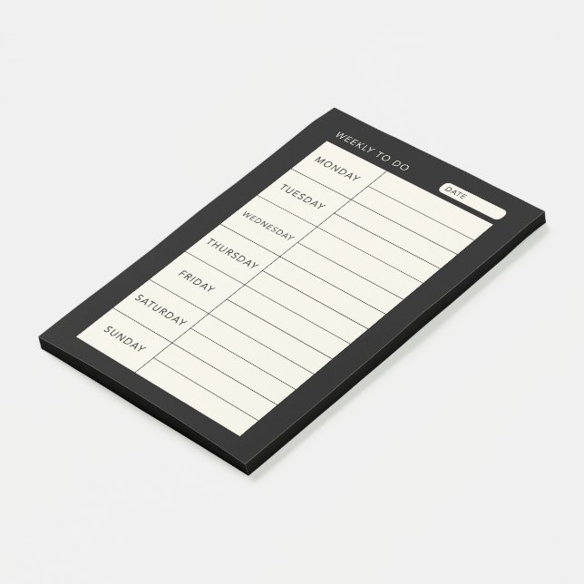 Post-it® Simple moderne noir hebdomadaire (Incliné)