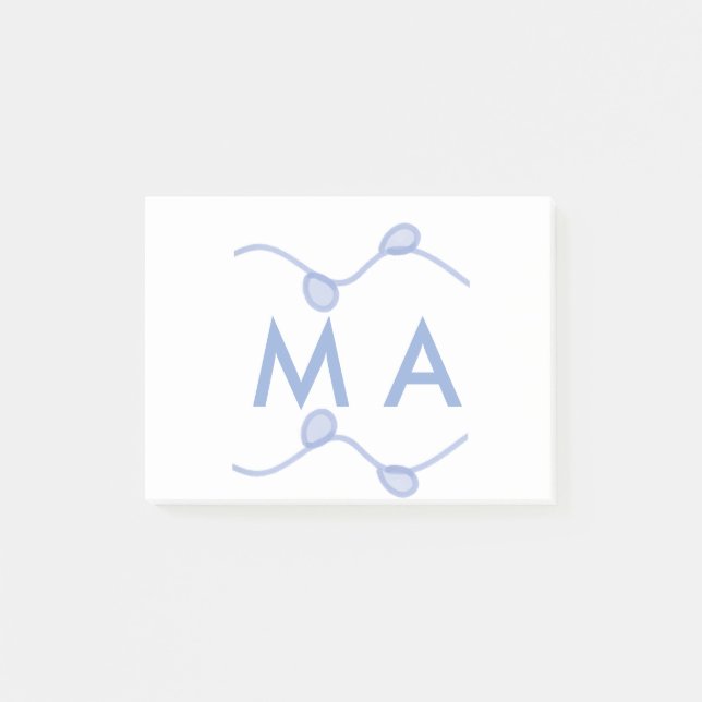 Post-it® Simple monogram add your name letter blue leaf (Devant)