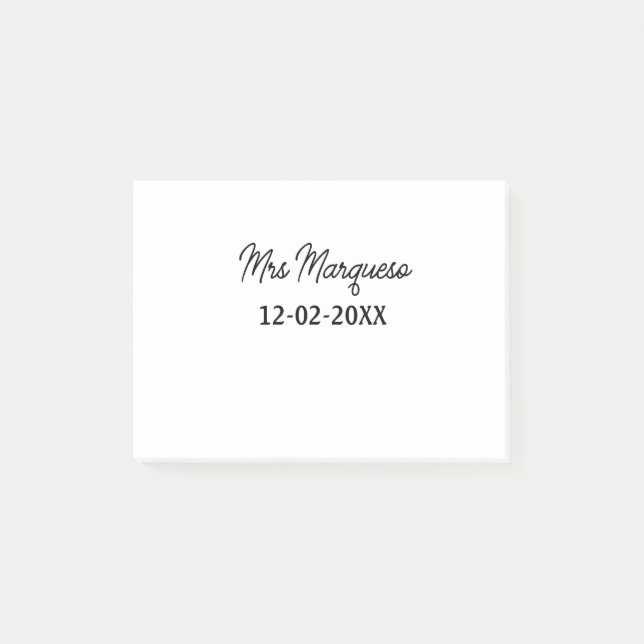 Post-it® simple monogramme minimal Mme M. nom date année Th (Devant)
